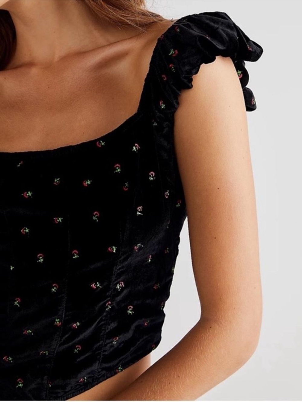 NWT Free People Piper Embroidered Velvet Corset Tank